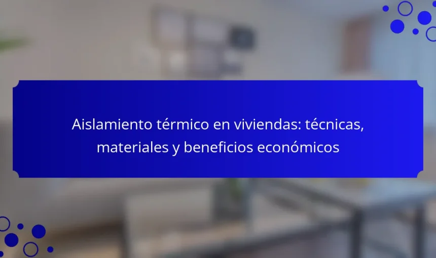 Aislamiento térmico en viviendas: técnicas, materiales y beneficios económicos