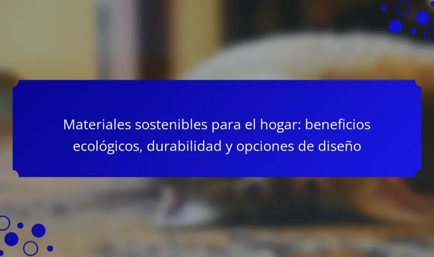 Materiales sostenibles para el hogar: beneficios ecológicos, durabilidad y opciones de diseño