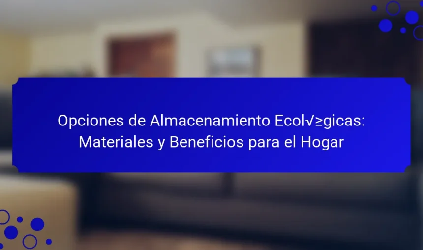 Opciones de Almacenamiento Ecológicas: Materiales y Beneficios para el Hogar