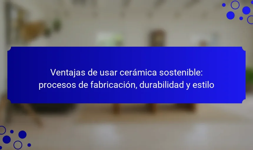 Ventajas de usar cerámica sostenible: procesos de fabricación, durabilidad y estilo